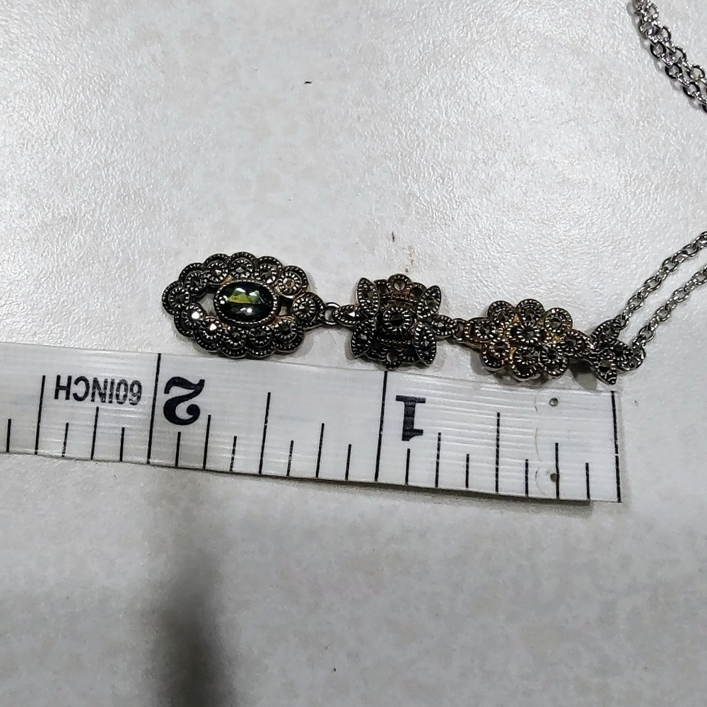 Judith Jack Necklace 925 Sterling Silver Triple Drop Marcasite - Picture 15 of 15